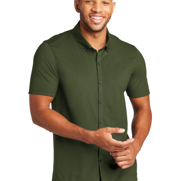 Stretch Pique Full Button Polo Thumbnail